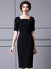 Black Square Neck Mother Of The Bride Dress