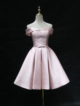 Pink Satin Homecoming Dress With Bow