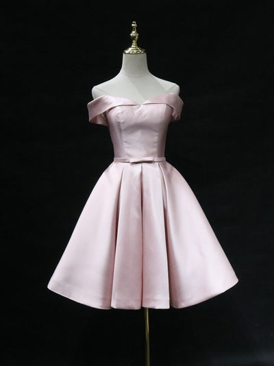 Pink Satin Homecoming Dress With Bow