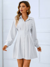 Long Sleeve Solid Color Shirt Dress