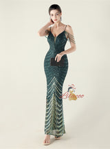 Mermaid Sequins Spaghetti Straps Prom Dress