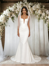 White Mermaid Straps Wedding Dress