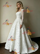 White Short Sleeve Flower Wedding Dress