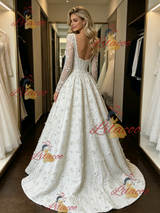 White Short Sleeve Flower Wedding Dress