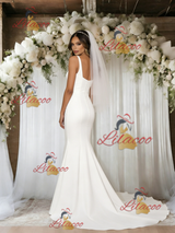 White Mermaid Straps Wedding Dress