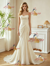 Sexy Ivory Strapless Pleats Wedding Dress