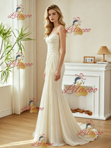 Sexy Ivory Strapless Pleats Wedding Dress