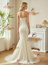 Sexy Ivory Strapless Pleats Wedding Dress