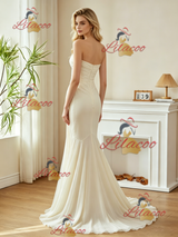 Sexy Ivory Strapless Pleats Wedding Dress