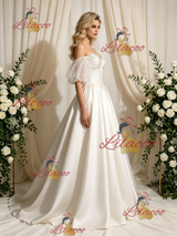 Ivory Satin Strapless Beading Wedding Dress