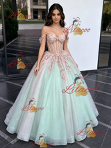 Tulle Straps Appliques Quinceanera Dress