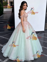Tulle Straps Appliques Quinceanera Dress