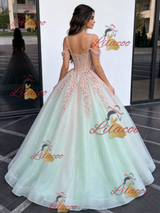 Tulle Straps Appliques Quinceanera Dress