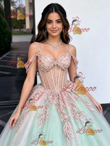 Tulle Straps Appliques Quinceanera Dress