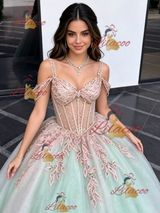 Tulle Straps Appliques Quinceanera Dress