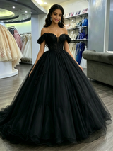 Black Tulle Off the Shoulder Quinceanera Dress