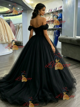 Black Tulle Off the Shoulder Quinceanera Dress