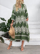 Ethnic Geometric Print Loose Dress