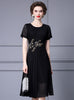 Black Short Sleeve Chiffon Mother Of The Bride Dress