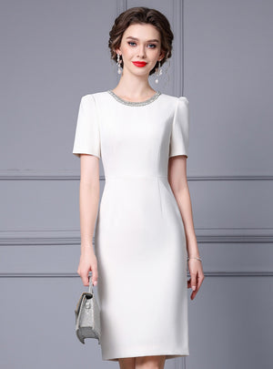 Short Sleeve Beading Mother Of The Bride Dress