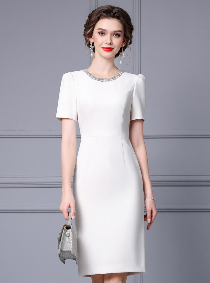 Short Sleeve Beading Mother Of The Bride Dress