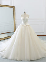 Ivory White Sweetheart Satin Wedding Dress