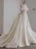 Ivory Satin Strapless Beading Pleats Wedding Dress