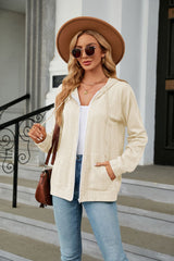 Loose Long Sleeve Zipper Pocket Coat