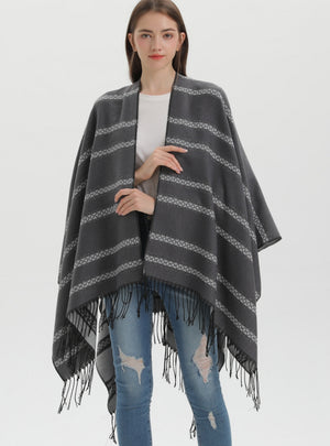 Fringed Shawl Thickened Dual-purpose Scarf Cloak