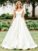 White Satin Straps Wedding Dres