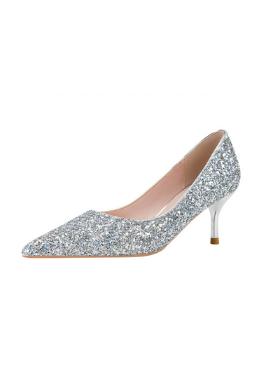 Shallow-mouthed Pointed Sequined Banquet Shoes