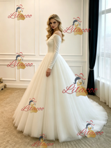 Ivory White Long Sleeve Wedding Dress