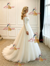 Ivory White Long Sleeve Wedding Dress