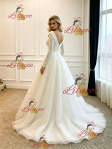Ivory White Long Sleeve Wedding Dress