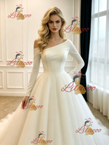 Ivory White Long Sleeve Wedding Dress