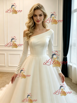 Ivory White Long Sleeve Wedding Dress