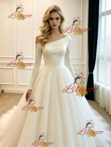 Ivory White Long Sleeve Wedding Dress
