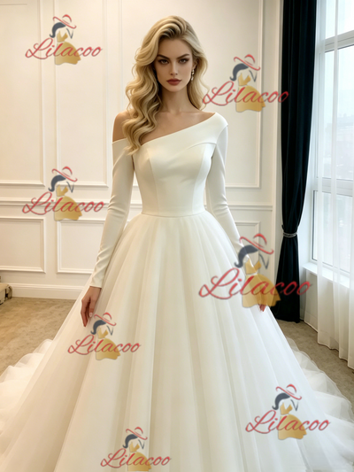 Ivory White Long Sleeve Wedding Dress