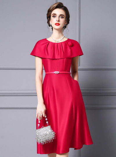 Pink Satin Pleats Mother Of The Bride Dress