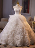 White Ball Gown Tulle Strapless Wedding Dress