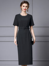 Short Sleeve Pleats Mother Of The Bride Dress
