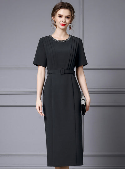 Short Sleeve Pleats Mother Of The Bride Dress