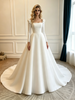White Satin Long Sleeve Wedding Dress