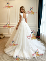 White Tulle Straps Wedding Dress