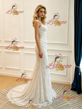 White Mermaid Lace irregular Neck Wedding Dress