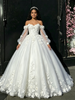 White Tulle Long Sleeve Flower Quinceanera Dress