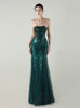 Sequins Tulle Strapless Beading Prom Dress