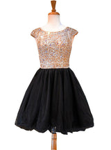 Black Backless Beading Crystal Homecoming Dress