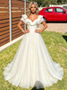 White Tulle V-neck Prom Dress