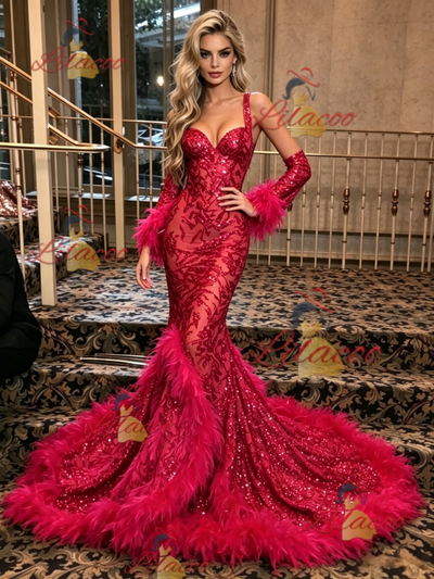 Mermaid Sequins Straps Prom Dress